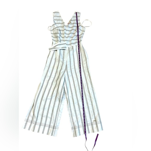 Ted Baker Linen Zelma cropped striped vneck linen blend jumpsuit US 6 EUC - Picture 7 of 10